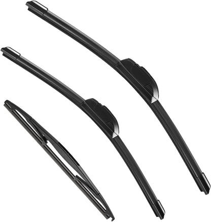 3 Pack Windshield Wiper Blades Compatible with Mazda CX-5 2017-2025 and CX-9 2016-2023, Front and Rear, 24" 18" 14" - Colors A