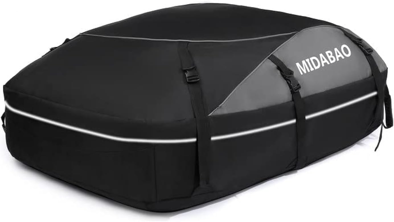 MIDABAO 20 Cubic Waterproof Duty Car Roof Top Carrier-Car Cargo Roof Top Bag, Waterproof & Coated Zippers includes Anti Slip Mat with or without Racks (20 Cubic Feet)