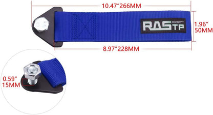 RASTP High Strength Racing Tow Strap, Tow Hook Fit for Front or Rear Front Bumper Decorative Trailer Belt (Black)