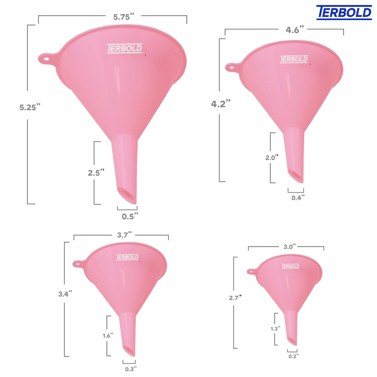 4pc Funnel Nesting Set in BPA Free Plastic for Kitchen Cooking, Car Oil, Home, or Lab Use (Black)