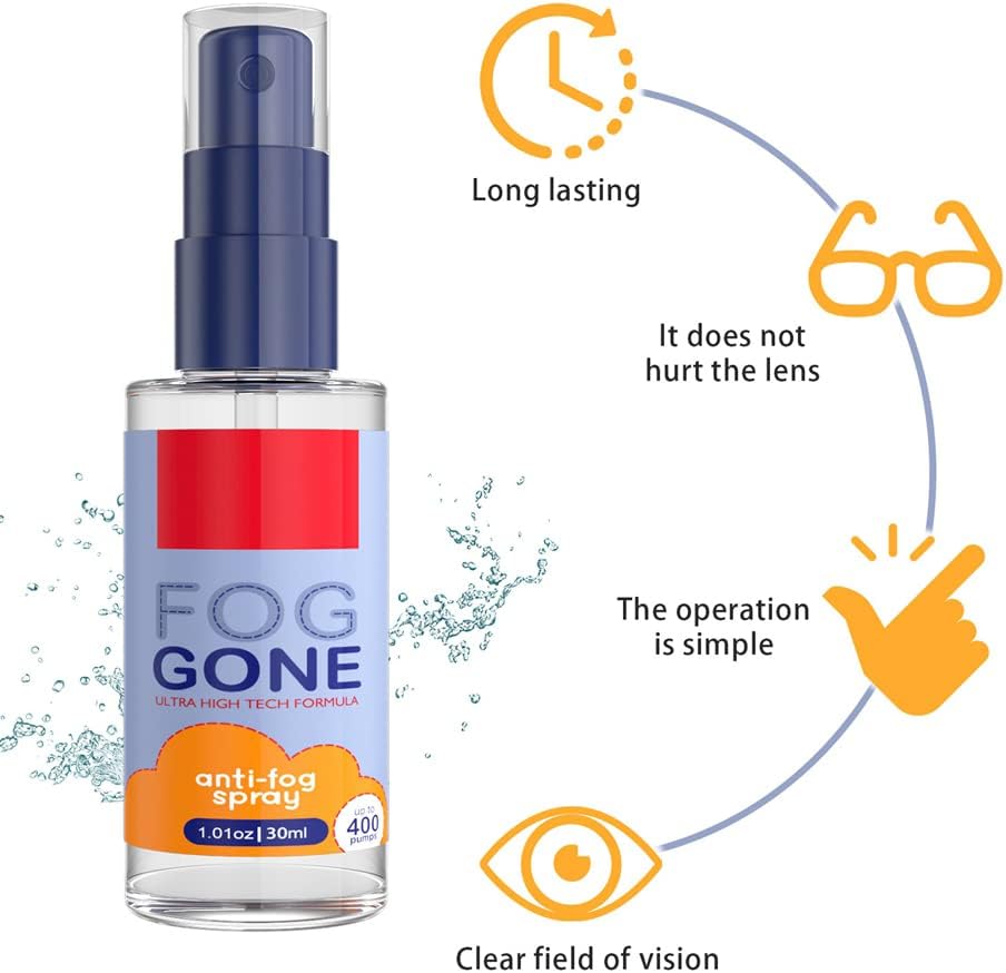 SEADEAR Anti Fog Spray 60ml/30ml Spectacle Lens Anti-Fog Spray Car Windshield Window Rainy Weather Defogging Spray Cleaning Spray for Mirrors Glass