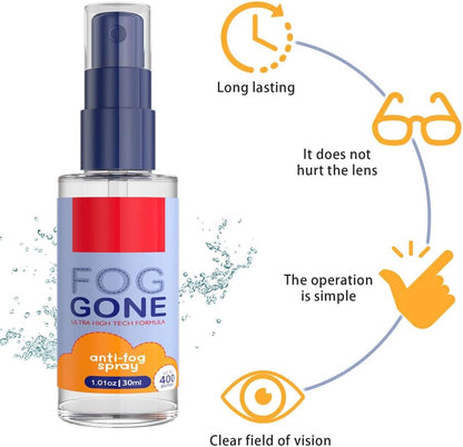 SEADEAR Anti Fog Spray 60ml/30ml Spectacle Lens Anti-Fog Spray Car Windshield Window Rainy Weather Defogging Spray Cleaning Spray for Mirrors Glass