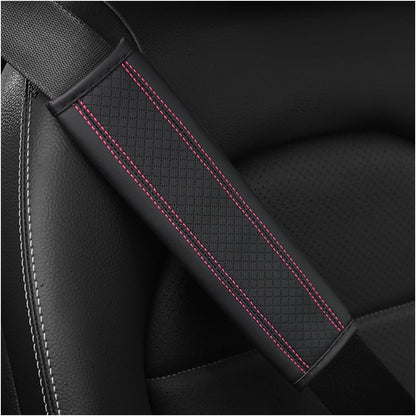Osilly 2PCS Car Seat Belt Cover, Carbon Fiber Seatbelt Shoulder Protection, Soft Car Seat Belt Strap Cushion Protect Your Neck and Shoulder, Car Accessories Seat Belt Pad for Car Truck (Red)