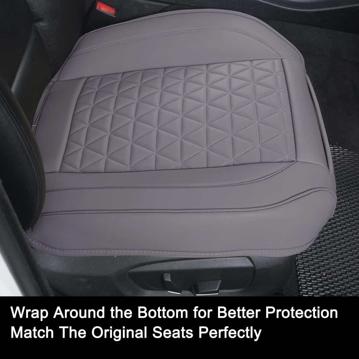 Black Panther Luxury Faux Leather Car Seat Cover Front Bottom Seat Cushion Cover, Anti-Slip and Wrap Around The Bottom, Fits 95% of Vehicles - 1 Piece,Black