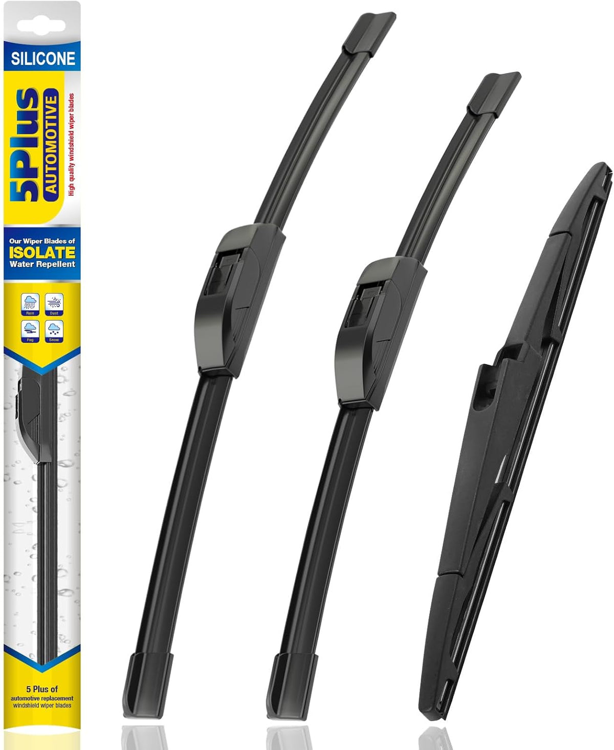 5 PLUS® Silicone Windshield Wipers Replacement for 2019-2024 Toyota RAV4/ 2006-2015 Mazda 5 Wiper Blades(Set of 3), Windshield Wiper Blades For My Car-26"/16"/12" - Colors A