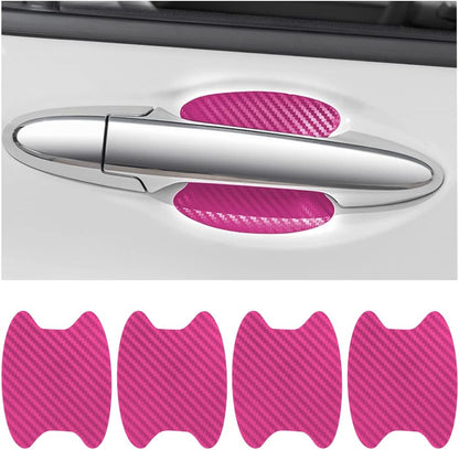 4PCS Sticker, Carbon Fiber Anti-Scratches Car Door Cup Protector, Non-Marking Auto Door Handle Protective Film, Universal for Most Car Handles (Black/4PCS)