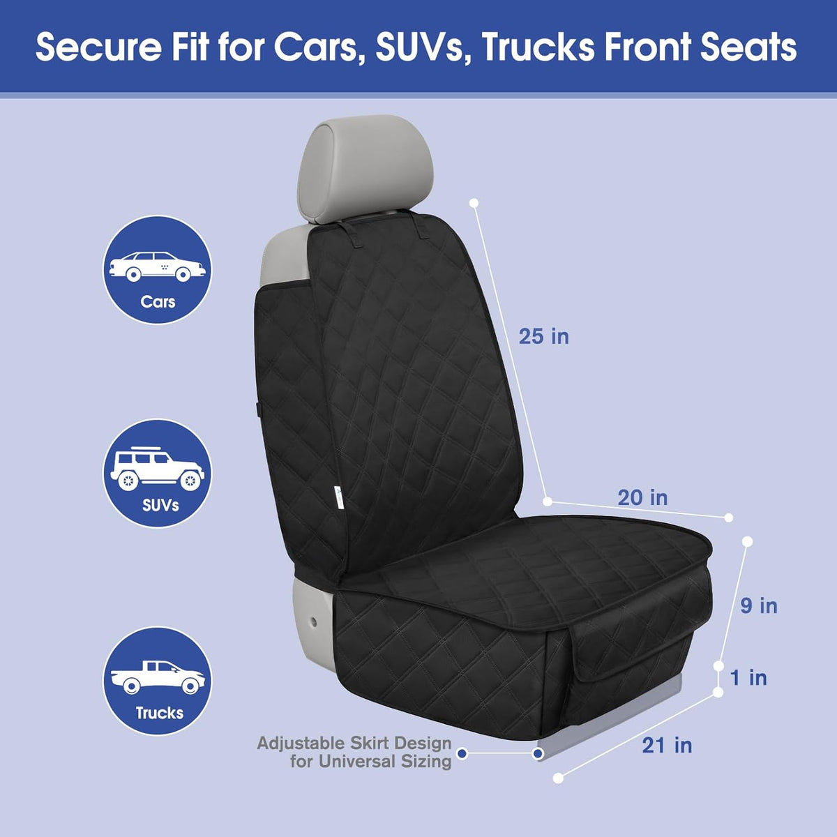 ALLANSING Front Seat Cover for Dogs with Side Flaps, Heavy Duty 900D Waterproof Seat Protector, Protects from Dirt & Scratches, for Pets & Daily Use, Fits Cars SUV Trucks Minivans (2-Pack)