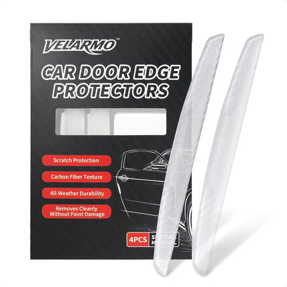 4PCS Car Door Edge Guards Universal 3D Carbon Fiber Texture Anti-Collision Scratch Protector Strips Flexible Silicone Trim with Nano Adhesive for Sedan SUV Truck Black