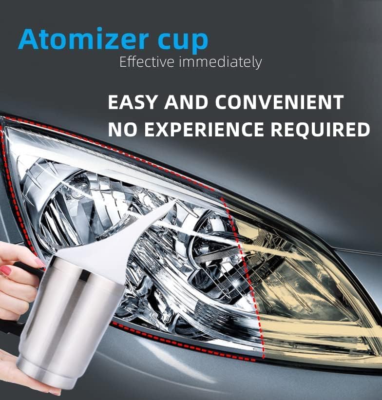 Headlight Restoration Car Headlight Lens Scratch Repair Polish Tool with 100 ml Restoration Liquid,Auto Headlight Vapor Renovation Kit with UV Block Coat to Remove Yellowing/Scratch/Haze/Oxidation