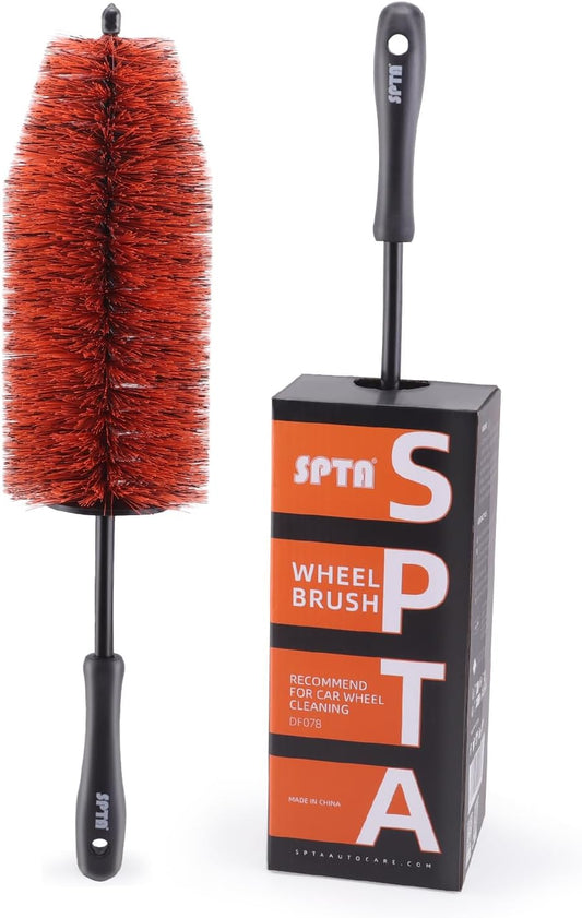 SPTA Car Wheel Cleaning Brush, Premium Detailing Wheel Brush for All Vehicle Types 17.7" Ultra-Soft and Scratch-Free Reusable Rim, Car Detailing Brush Tool for Rims & Tires for Deep Cleaning
