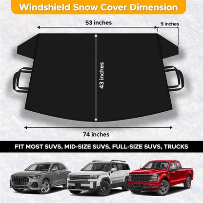 EcoNour Windshield Cover for Ice and Snow - Universal Fit for Car, SUV, Truck, Heavy Duty 600D Oxford Fabric Frost Protector for Ice & Sleet, Includes Anti-Theft Straps, Medium (69"x42")