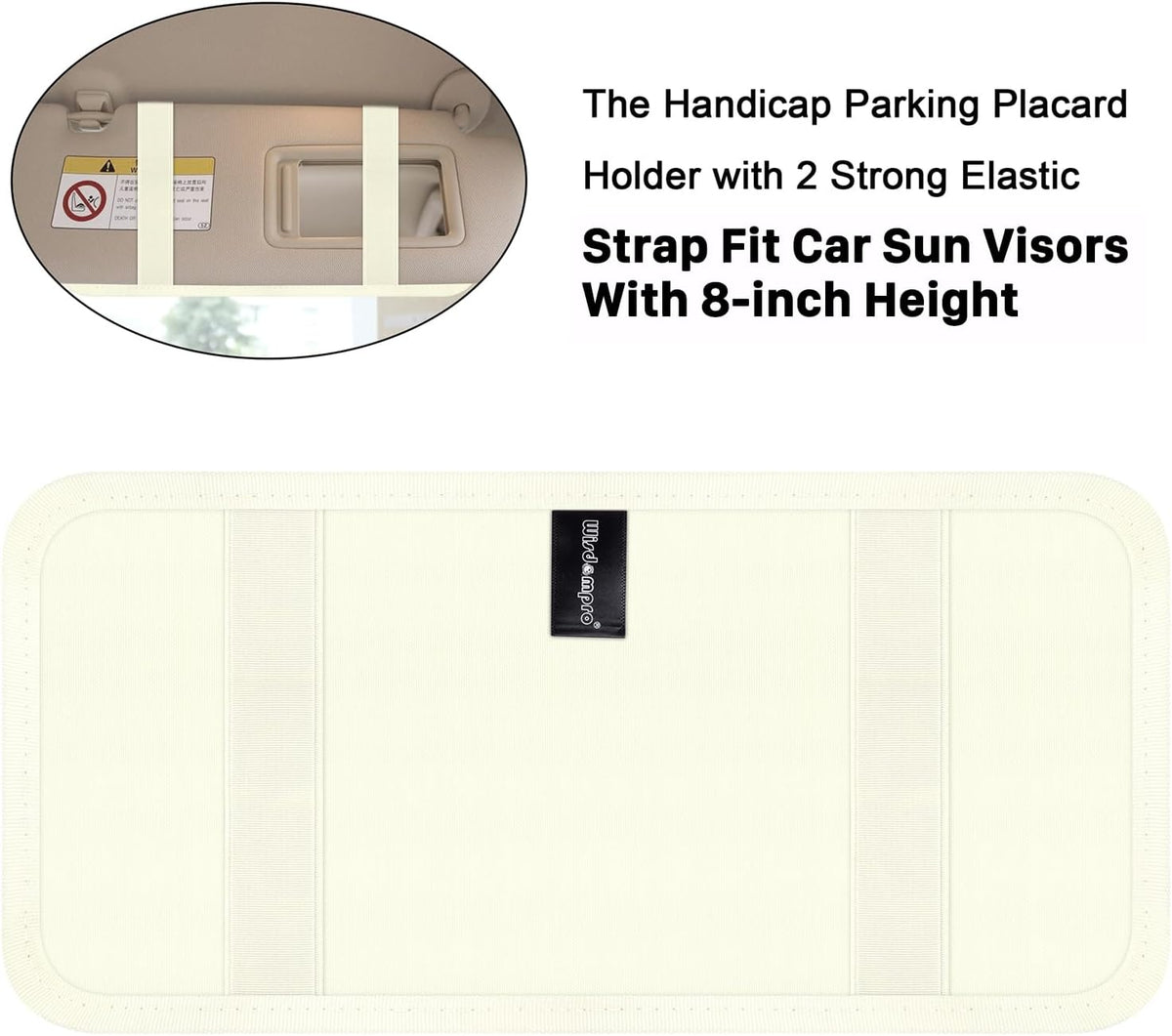 Handicap Placard Holder for Auto, Wisdompro Disabled Parking Permit Sign Protector for Car Sun Visor with Note Paper Slot, Pen Holder and Elastic Strap - Black