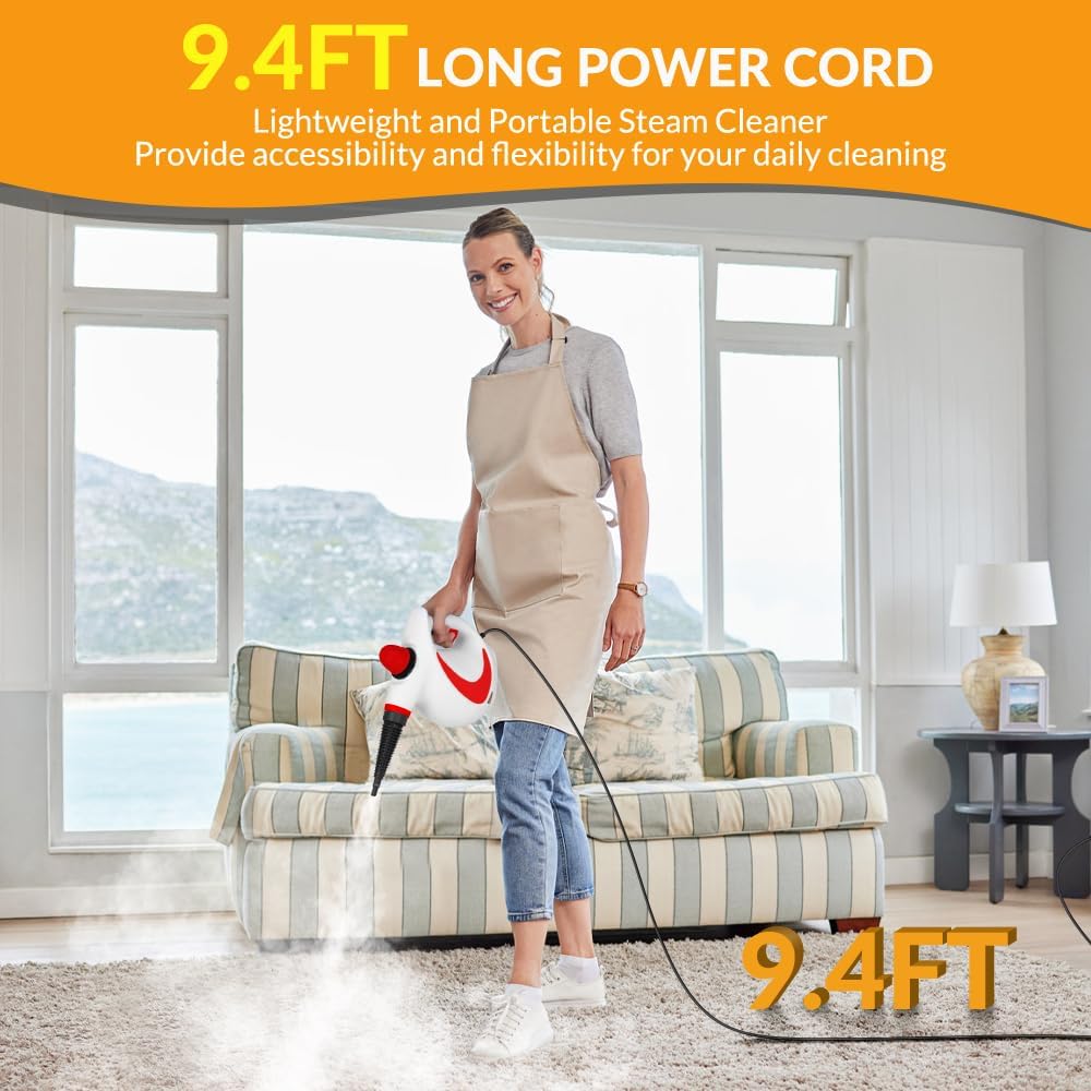 Handheld Pressurized Steam Cleaner with 12 pcs Accessories, Steamer for Cleaning, Steam Cleaner for Home Use, Steamer for Cleaning Car, Furniture, Floor, Upholstery, Grout and Tile, Deep Gray