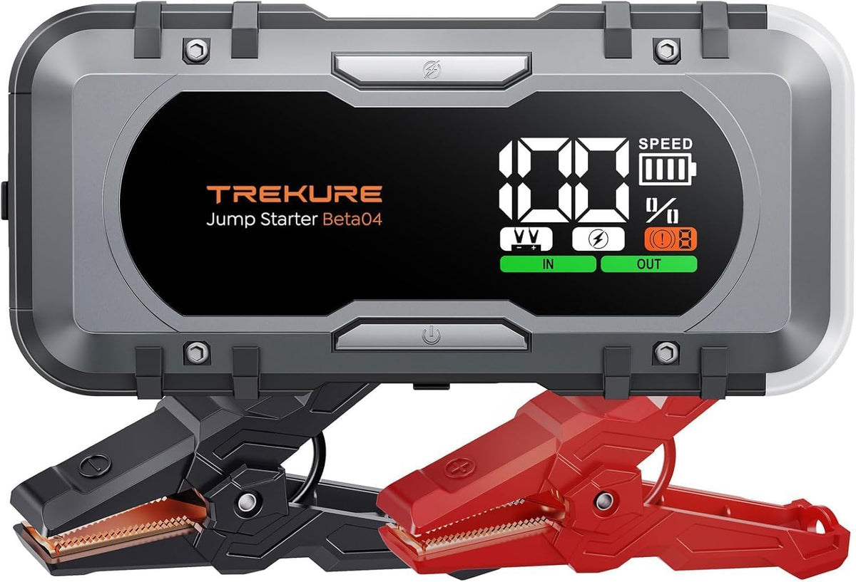 8000A Car Battery Jump Starter, Battery Jumper Starter Portable (All Gas/12L Diesel), 27000mAh 65W Charging Jump Box, Portable Car Jump Starter with 160W DC, 600LM Light, Extended Jumper Cables