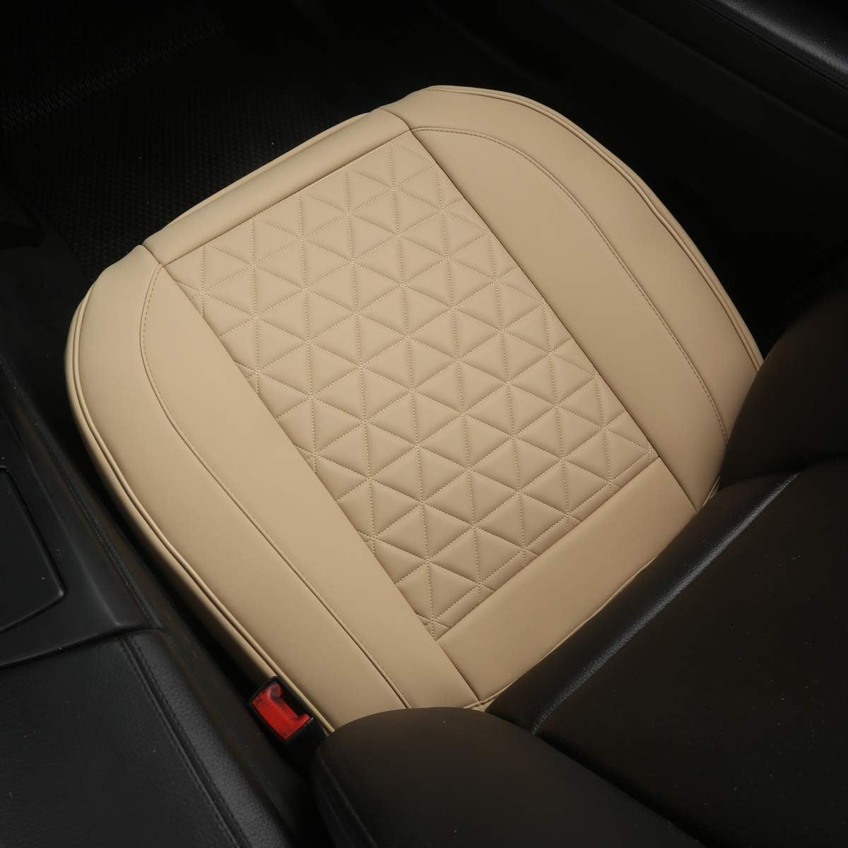 Black Panther Luxury Faux Leather Car Seat Cover Front Bottom Seat Cushion Cover, Anti-Slip and Wrap Around The Bottom, Fits 95% of Vehicles - 1 Piece,Black
