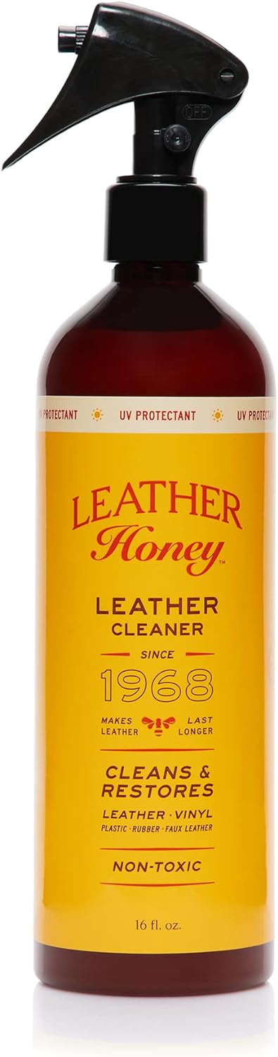 Leather Honey Leather Cleaner: Non-Toxic Leather Care Made in the USA Since 1968. Deep Cleans Leather, Faux & Vinyl - Couches, Car Seats, Purses, Tack, Shoes & Bags. Safe Any Colors & White Leather