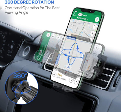 Miracase Phone Holders for Your Car with Metal Hook Clip, Air Vent Cell Phone Stand Car Mount, Universal Automobile Cradle for Garmin GPS Fit iPhone Android and All Smartphones, Dark Black