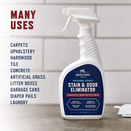 Rocco & Roxie Extreme Stain & Odor Eliminator for Strong Odor, Pet Urine Enzyme Cleaner Destroyer, Stain Remover, Dog Poop and Cat Pee, Enzymatic Carpet Cleaner Spray for Home, Puppy Potty Training
