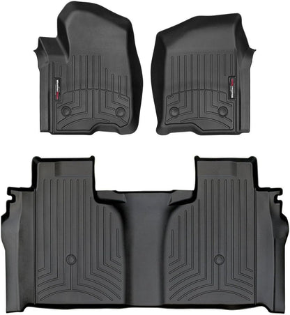 WeatherTech Custom Fit FloorLiners for GMC Sierra 1500 Limited, Silverado 2500HD/3500HD, Silverado 1500-1st & 2nd Row (471436-1-2), Cocoa