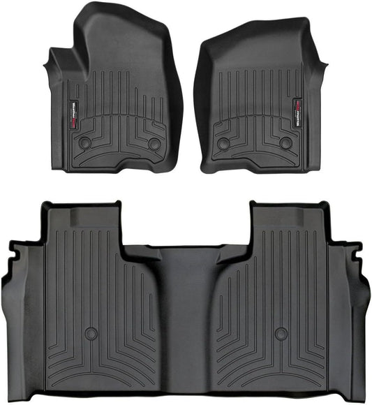 WeatherTech Custom Fit FloorLiners for GMC Sierra 1500 Limited, Silverado 2500HD/3500HD, Silverado 1500-1st & 2nd Row (471436-1-2), Cocoa
