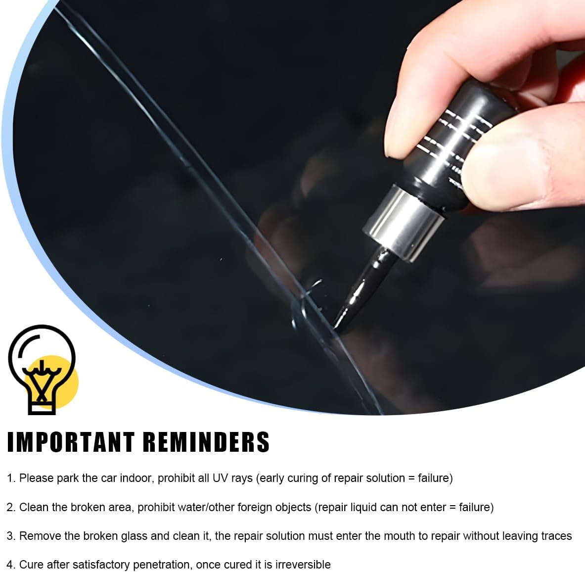 2PCS Windshield Repair Kit, Glass Repair Liquid Automotive Windscreen Crack Fixing Tool, Quick Fix Windshield Rock Chip Repairing Set for Bulls-Eye Half-Moon Star-Shape Crack
