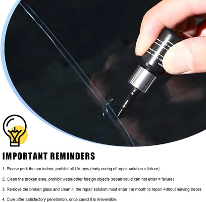 2PCS Windshield Repair Kit, Glass Repair Liquid Automotive Windscreen Crack Fixing Tool, Quick Fix Windshield Rock Chip Repairing Set for Bulls-Eye Half-Moon Star-Shape Crack
