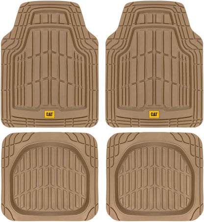Cat® ToughRide™ Heavy-Duty 3 Piece Rubber All Season Floor Mats for Car Truck Van SUV, Black - Premium Trim to Fit Cars Floor Mat, All Weather Deep Dish Automotive Floor Mats, Total Dirt Protection