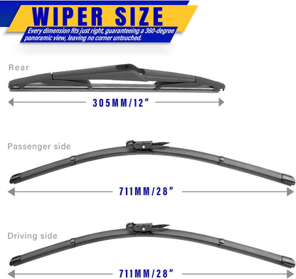 3 wipers Replacement for 2019-2023 2024 2025 2026 Subaru Forester, Windshield Wiper Blades Original Equipment Replacement - 26"/17"/14" (Set of 3) - Colors B