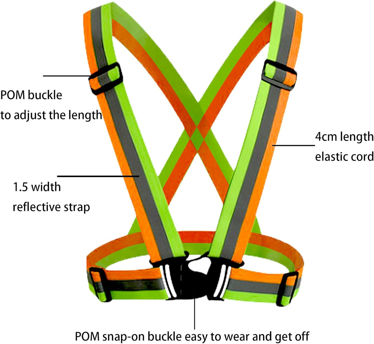 Reflective Safety Vest 2pcs - High Visibility Vest Adjustable Straps for Outdoor Jogging, Cycling, Walking and Riding