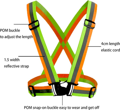 Reflective Safety Vest 2pcs - High Visibility Vest Adjustable Straps for Outdoor Jogging, Cycling, Walking and Riding