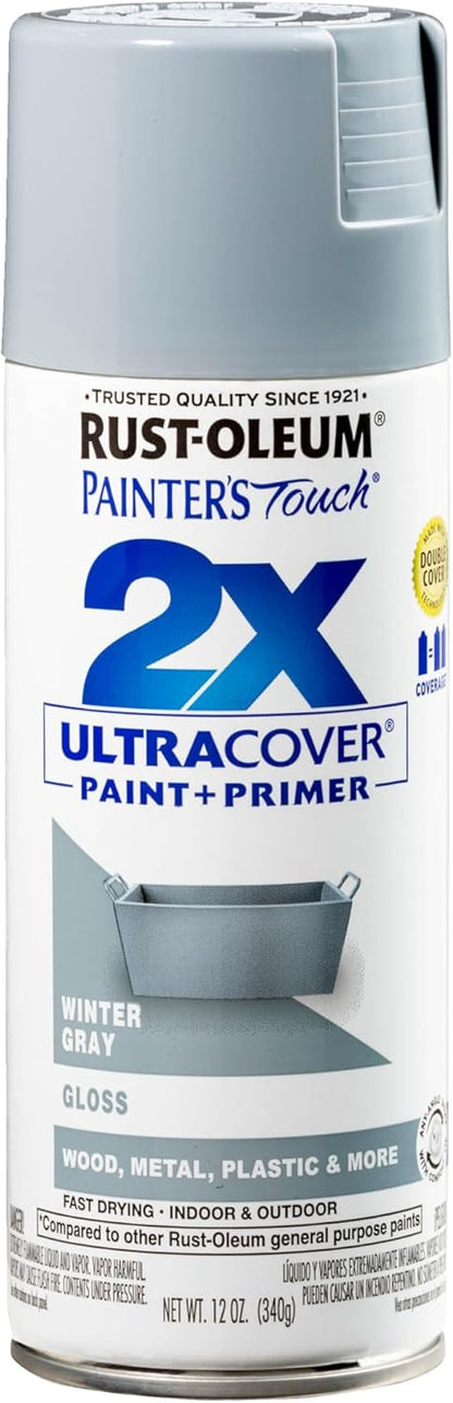 Rust-Oleum 334029 Painter's Touch 2X Ultra Cover Spray Paint, 12 oz, Gloss Clear - Colors D
