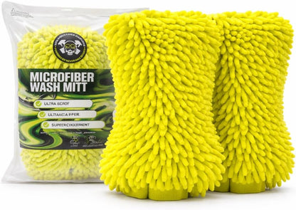 Never Ride Stock Microfiber Car Wash Mitt – Scratch-Free Chenille, Extra Thick & Ultra Absorbent – Safe for Black & Dark Paint – Lint-Free, Reusable Auto Cleaning Glove