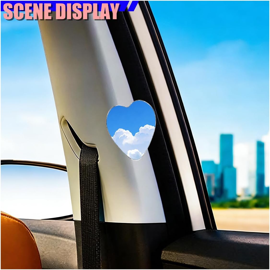 2PCS Heart Shaped Car Blind Spot Mirrors, HD Glass Wide Angle Side Mirrors for Enhanced Safety, Adjustable Frameless Rear View Mirror, Universal Car Exterior Accessories(Heart)