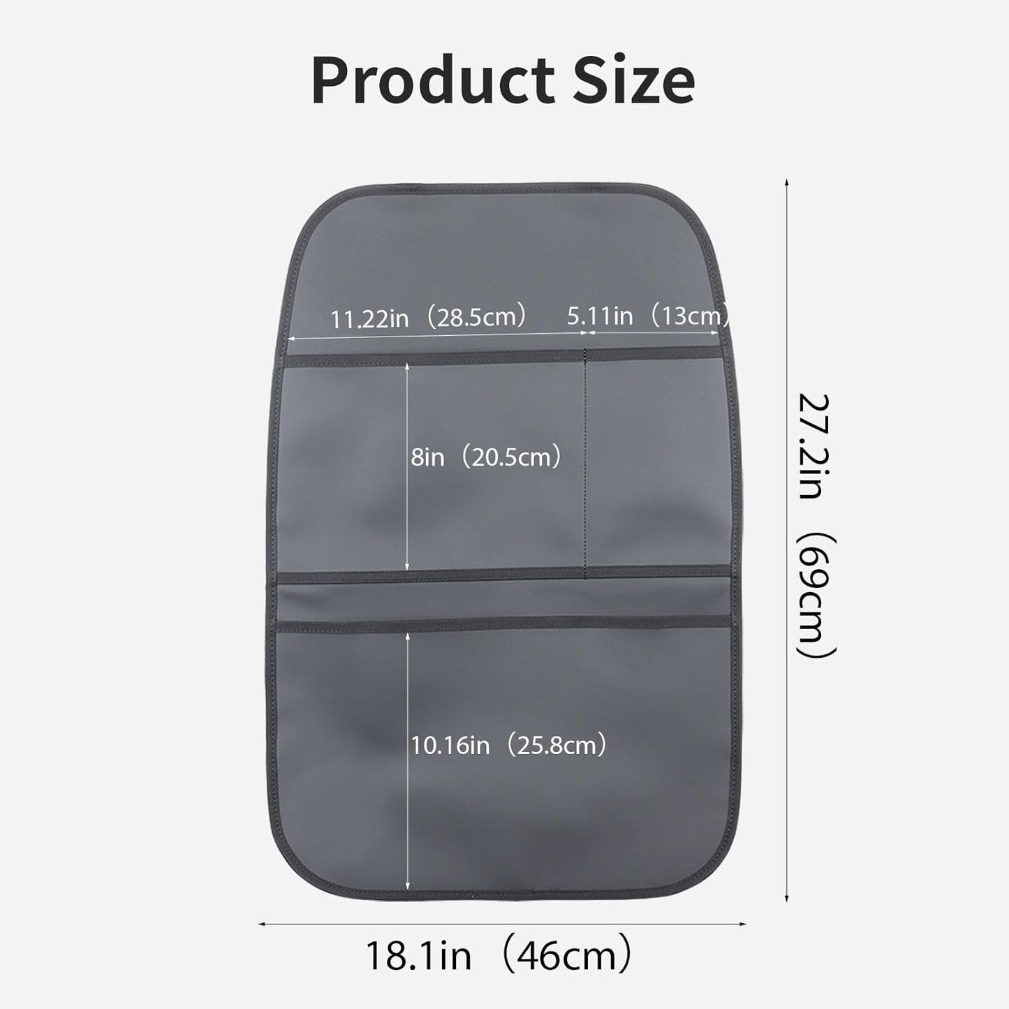 Kick Mat Back Seat Protector Waterproof Leather Car Seat Back Organizers Cover with 3 Storage Pockets for Kids Pets SUV Sedan Minivan Truck Car Travel Accessories (Black 2-Pack)