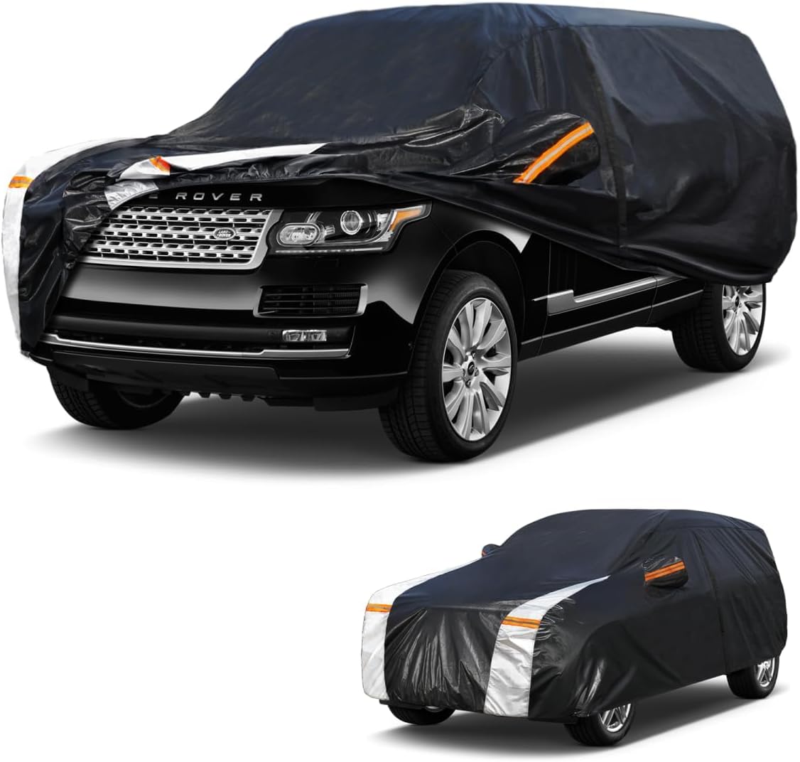 Large SUV Car Cover for Chevy Suburban 100% Waterproof All Weather, Heavy Duty Outdoor Full Exterior Covers Rain Sun Wind UV Protection. - Colors C