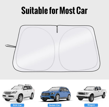 Car Windshield Sun Shade, Foldable Front Window Sunshade Blocks UV Rays, Keep Car Interior Cool, Universal Fit for Hatchback, Truck, SUV, MPV