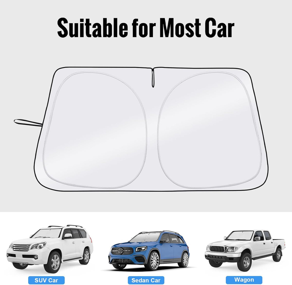 Windshield Sun Shade - Car Sun Shade Windshield, Reflector Sunshade Offers Ultimate Protection for Car Interior, Foldable Front Window Fit for Hatchback, Truck, SUV, MPV