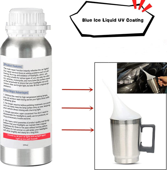 Headlight Restoration Car Headlight Lens Scratch Repair Polish Tool with 100 ml Restoration Liquid,Auto Headlight Vapor Renovation Kit with UV Block Coat to Remove Yellowing/Scratch/Haze/Oxidation