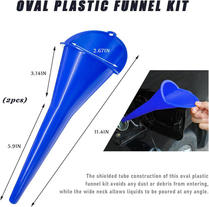 DXNQ Oil Funnel, Automotive Multi-Function Plastic Fuel Funnel with Long Neck, Universal Engine Oil Funnel for Filling Oils Gas Lubricants and Fluids, Car Accessories (Black)
