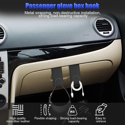 Bittwee Car Co-Pilot Glovebox Hooks, 2PCS Anti-Scratch Vehicle Passenger Seat Storage Hanger for Handbag Purse Umbrellas, Auto Interior Organizer, Universal for SUV Sedan Truck(Black)