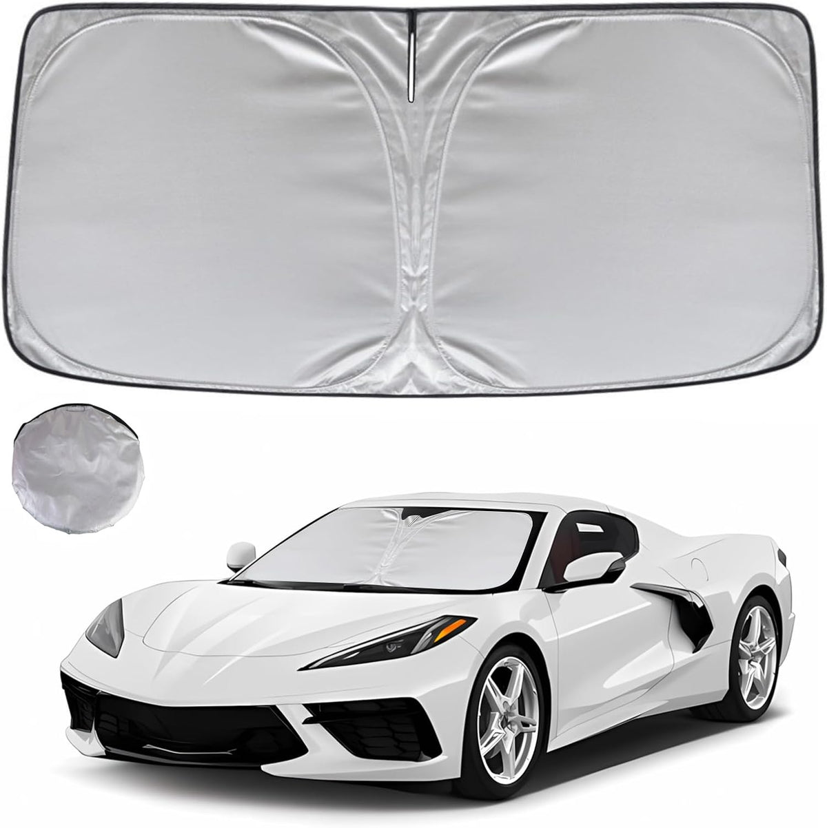 KAYZT Windshield Sun Shade for 2019-2025 2026 Chevy Silverado 1500 /GMC Sierra 1500 2500HD 3500HD Foldable Sunshade Front Window Custom Fit Car Accessories - Colors C