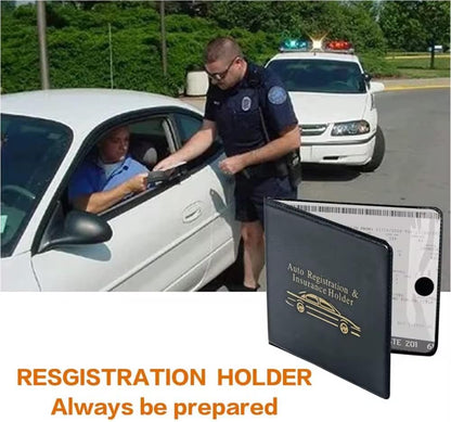 ESSENTIAL Car Auto Insurance Registration BLACK Document Wallet Holders 2 Pack - [BUNDLE, 2pcs] - Automobile, Motorcycle, Truck, Trailer Vinyl ID Holder & Visor Storage - Strong Closure On Each -