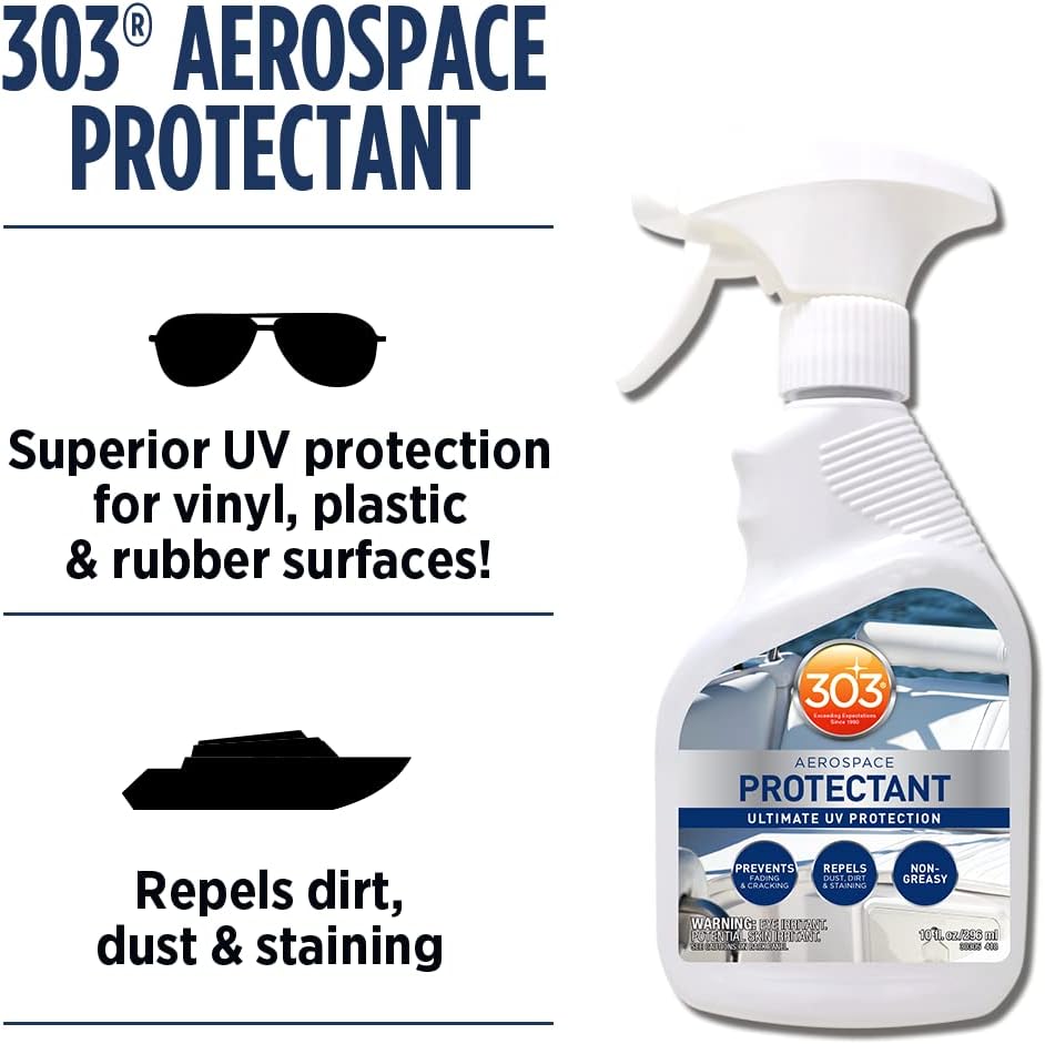 303 Products Marine Aerospace Protectant Spray, UV Protection for Boat Vinyl & Surfaces – Repels Dust, Dirt & Staining, Matte Finish, Restores Like-New Appearance, 32 oz