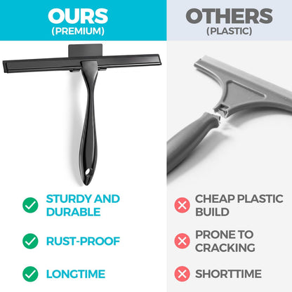 ALFLOD 2PACK Shower Squeegee for Glass Doors, Squeegee for Shower Glass，All-Purpose Tile Walls, Bathroom, Window, Glass and Car Windshield, Mirrors and Kitchen-Stainless Steel, 10 Inches, Silver