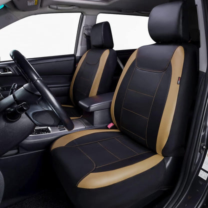 Flying Banner Carbon Fiber Leather Vehicle Seat Covers, Leopard Gray Black, Universal Fit - 8PCS