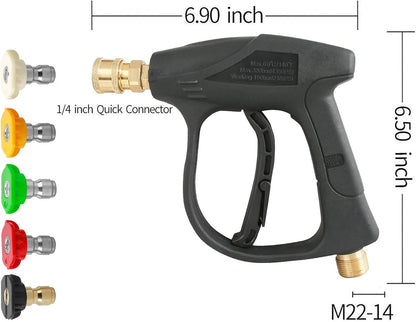 Sooprinse Foam Cannon Kit with Pressure Washer Short Gun, 1 L Snow Foam Lance with 1/4 Inch Quick Connector, Foam Blaster with Pressure Washer Gun,4000 PSI, Black