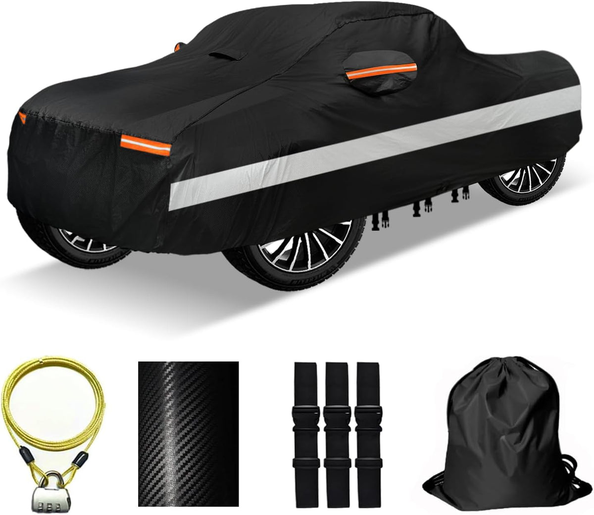 30 Layers Car Cover for Automobiles All Weather Waterproof, Outdoor Snowproof UV Protection Windproof, Door Zipper, Soft Cotton, Heavy Duty Universal Car Covers, (Silver, Fit Sedans 171"-180")