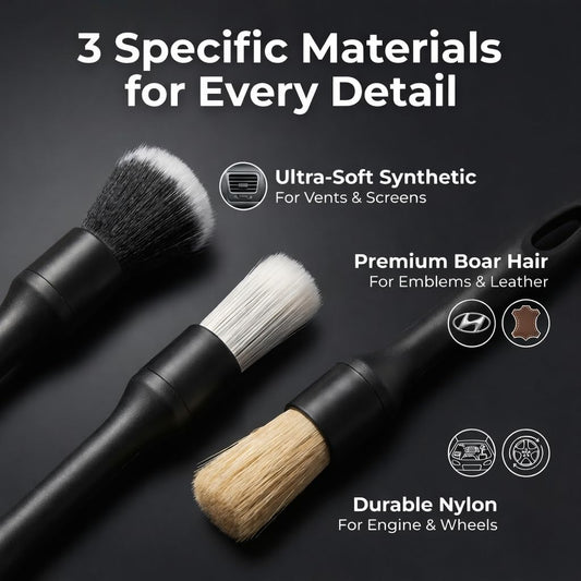 10-Piece Car Interior Cleaning Kit - 3 Natural Boar Hair Brushes, 3-in-1 AC Vent Brush, 160g Non-Toxic Gel, Microfiber Duster, 100ml Food-Grade Spray Bottle | Multi-Scenario for Auto