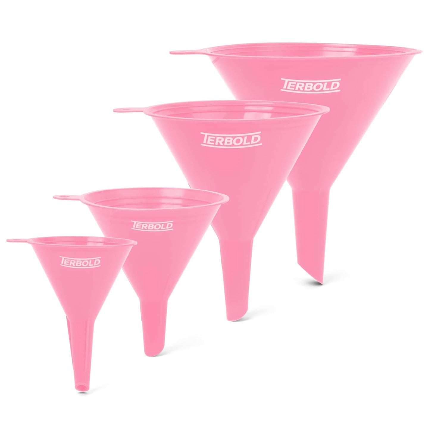 4pc Funnel Nesting Set in BPA Free Plastic for Kitchen Cooking, Car Oil, Home, or Lab Use (Black)