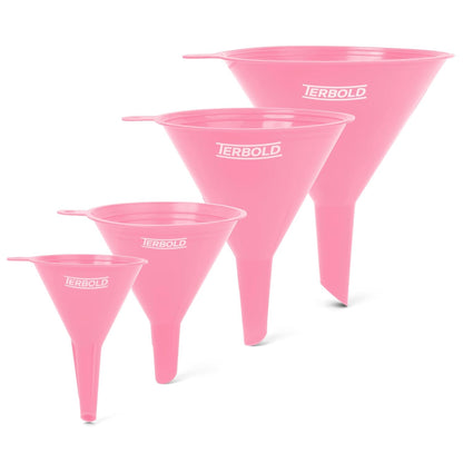 4pc Funnel Nesting Set in BPA Free Plastic for Kitchen Cooking, Car Oil, Home, or Lab Use (Black)